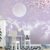 Thumbnail for Papier Peint Nuage <br/> Lune Ronde et Fleur