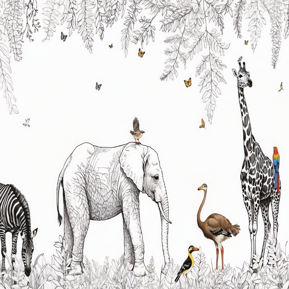 Papier Peint Animaux <br/> Noir et Blanc Design