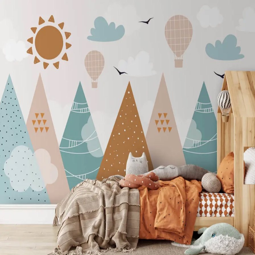 Papier Peint Bébé Classique <br/> Montagnard en Herbe