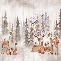 Thumbnail for Papier Peint Animaux <br/> Cerf dans la Forêt Couronne Oiseaux