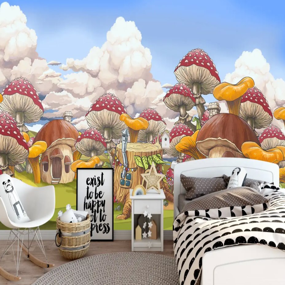 Papier Peint Bébé Classique <br/> Forêt de Champignons