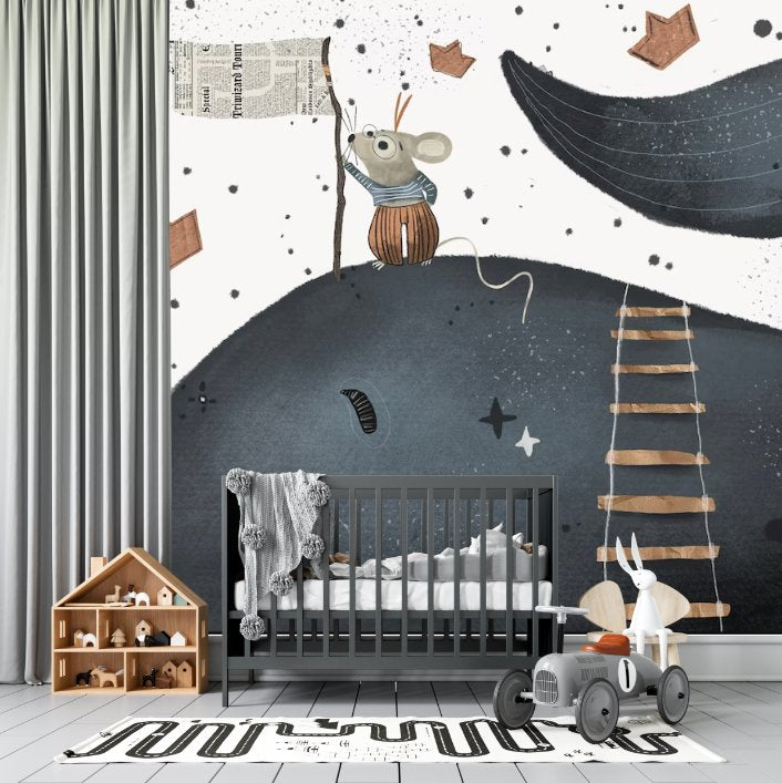 Papier Peint Bébé Classique <br/> Souris et Baleine