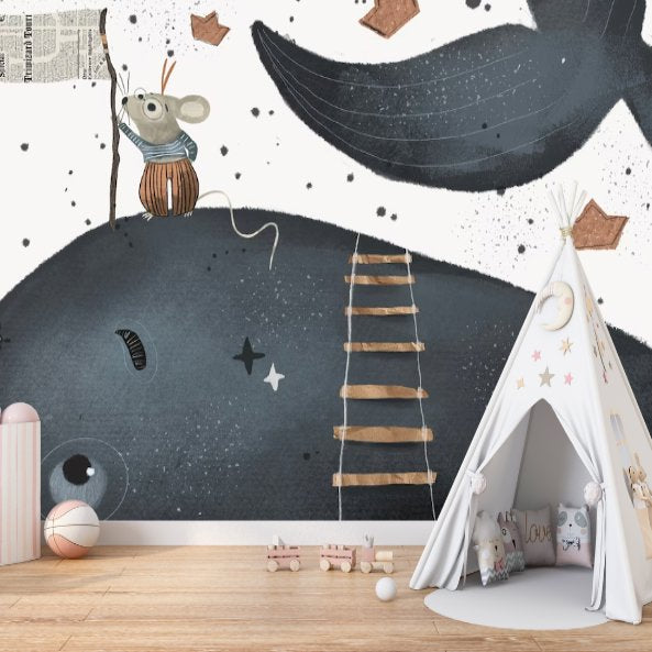 Papier Peint Bébé Classique <br/> Souris et Baleine