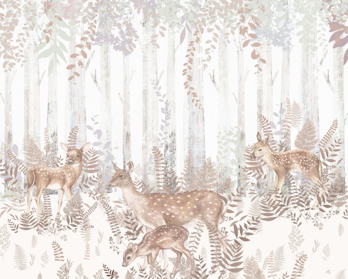 Papier Peint Animaux <br/> Douce Biche et Forêt