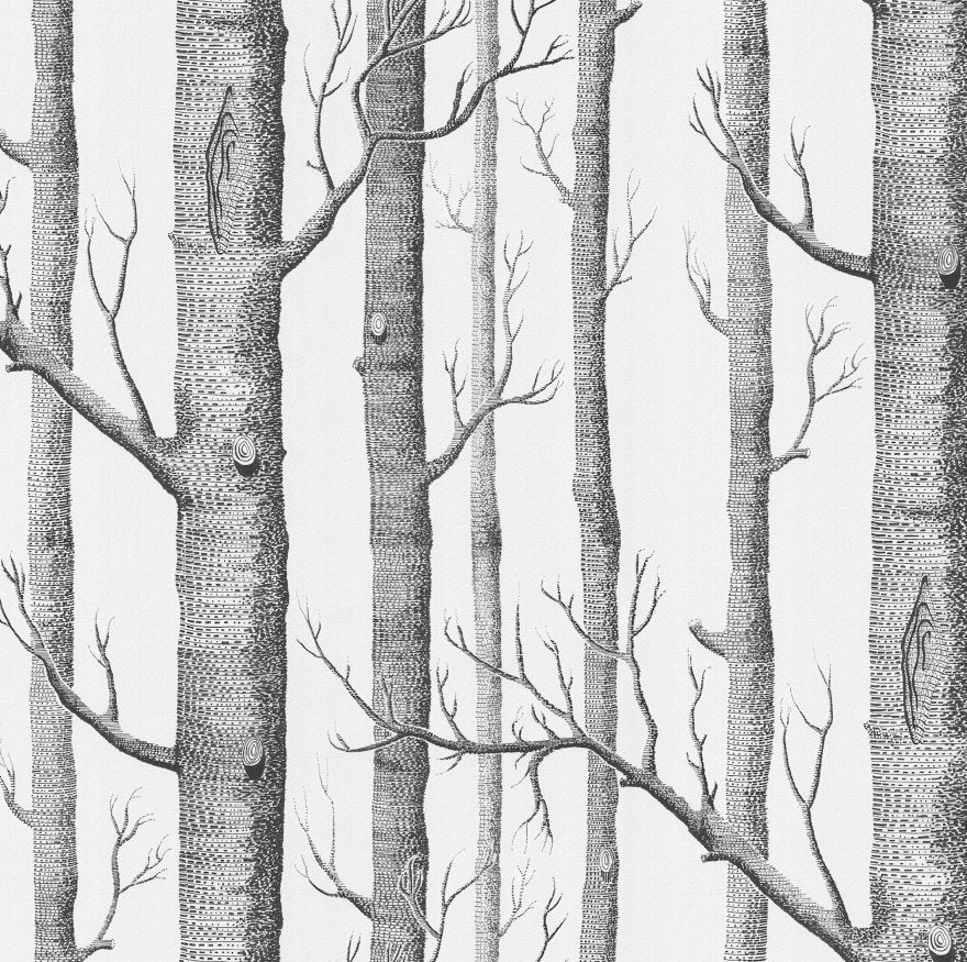Papier Peint Bébé Classique <br/> Tronc Arbre Noir et Blanc
