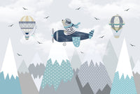 Thumbnail for Papier Peint Avion <br/> Ours Aviateur et Montagnes Enneigées