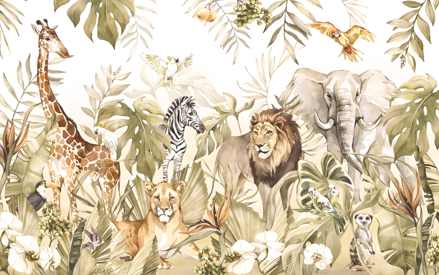 Papier Peint Animaux <br/> Eveil de la Jungle