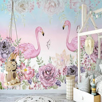 Thumbnail for Papier Peint Flamant Rose <br/> Jardin Floral
