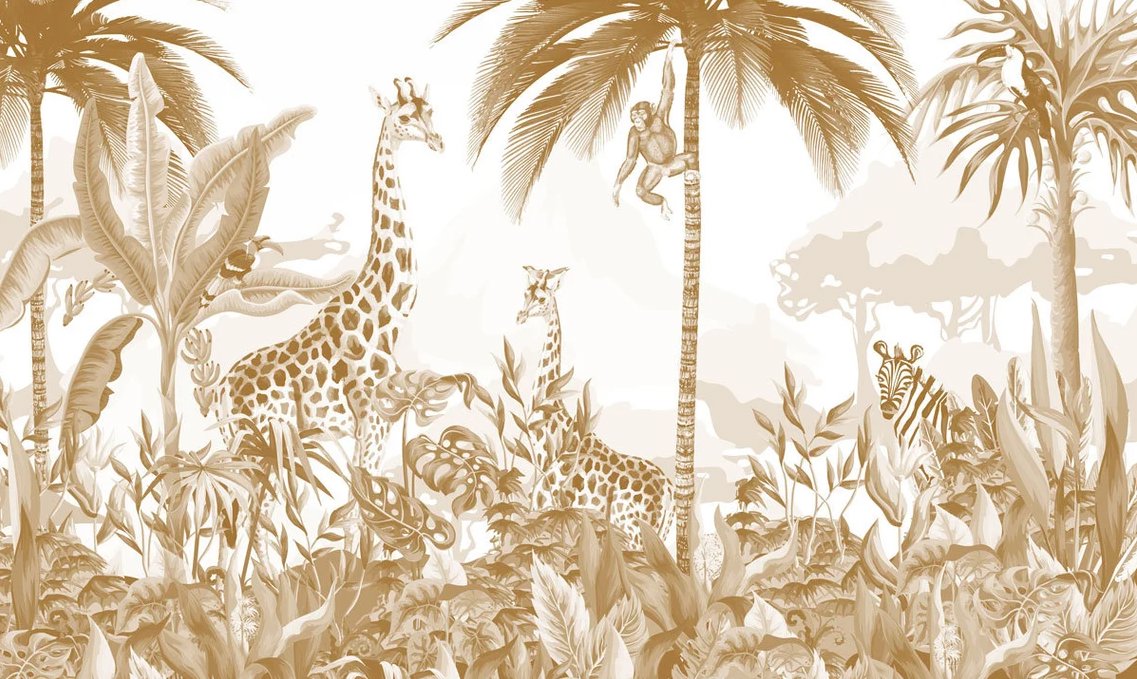 Papier Peint Animaux <br/> Beige Tropical