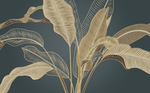Papier Peint Tropical <br/> Feuille Bananier Or