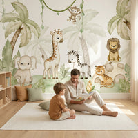 Thumbnail for Papier Peint Animaux  <br/> Jungle Douce Aquarelle