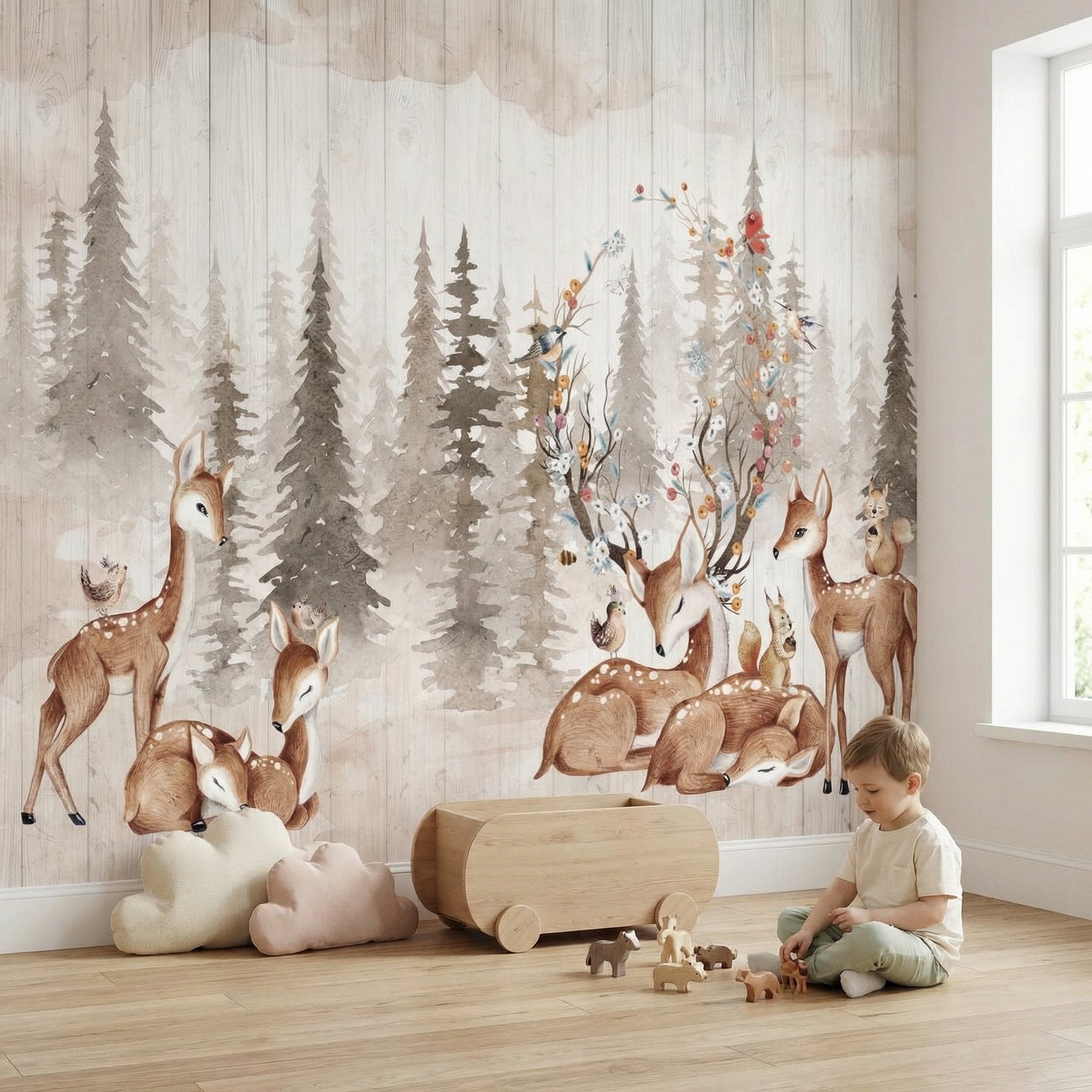 Papier Peint Animaux <br/> Cerf dans la Forêt