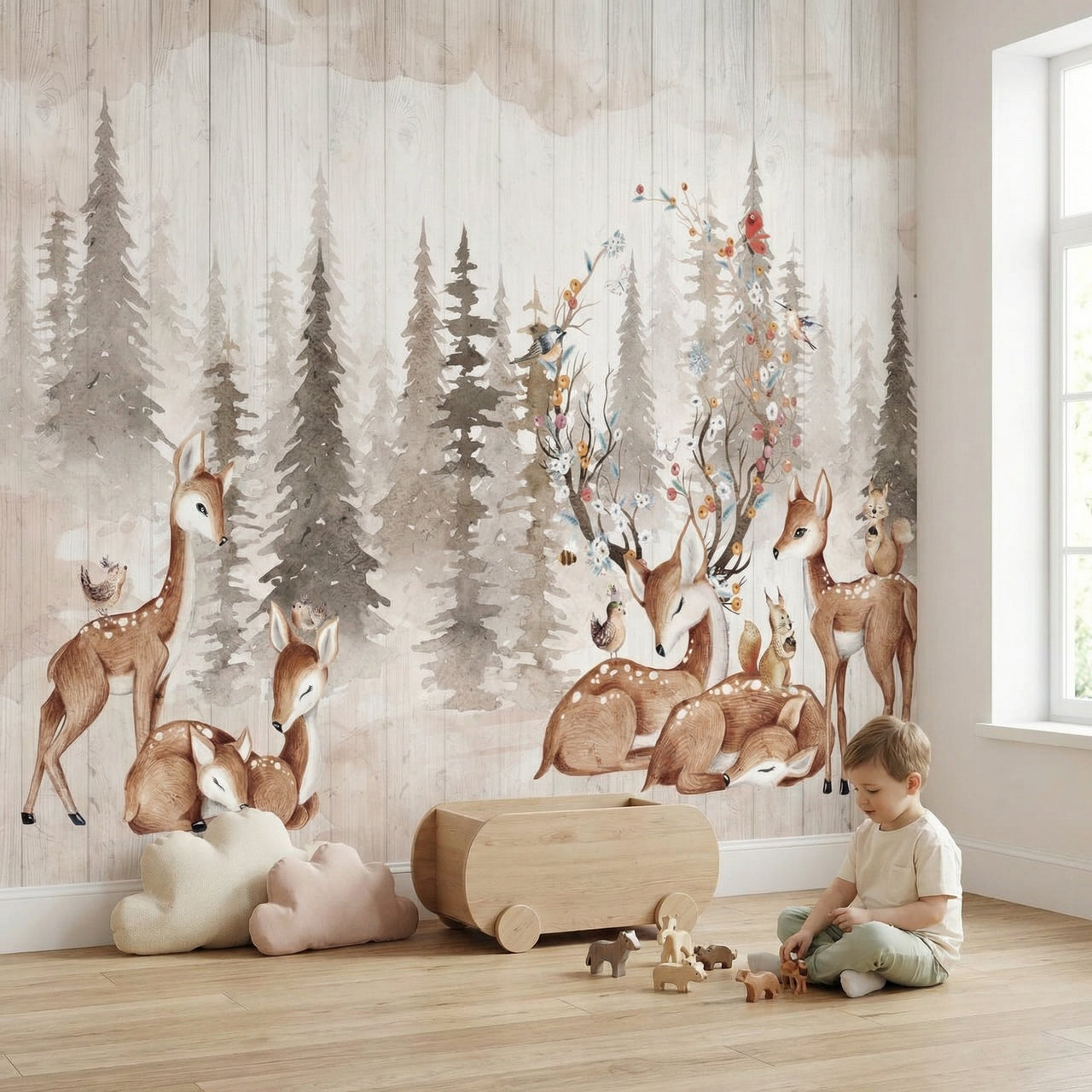 Papier Peint Animaux <br/> Cerf dans la Forêt