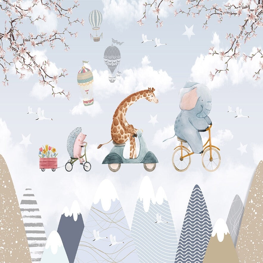 Design mural paysage alpin et animaux | Le Petit Intissé