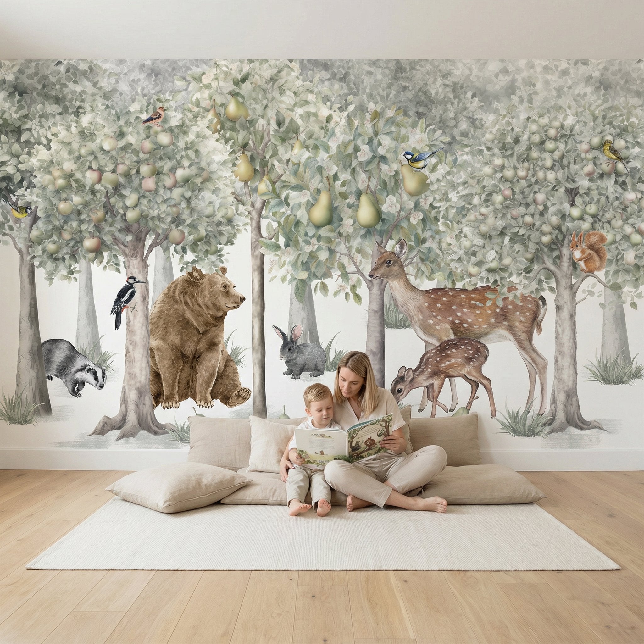Papier Peint Animaux  <br/> Ours et Forêt Fruitière