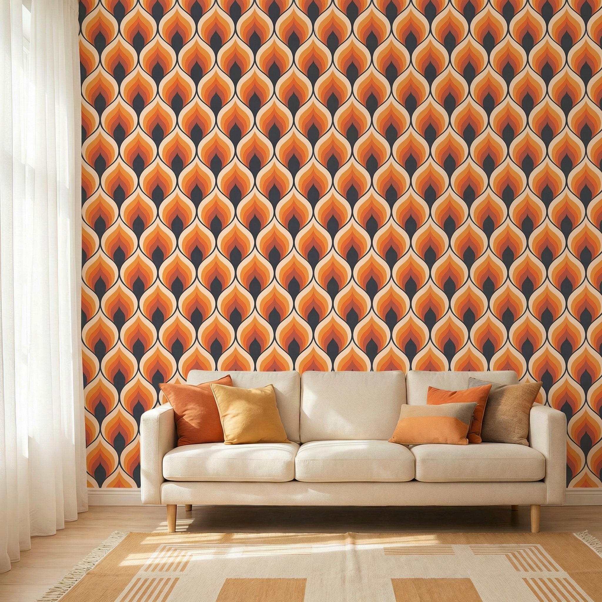 Papier Peint Vintage Géométrique Flamme