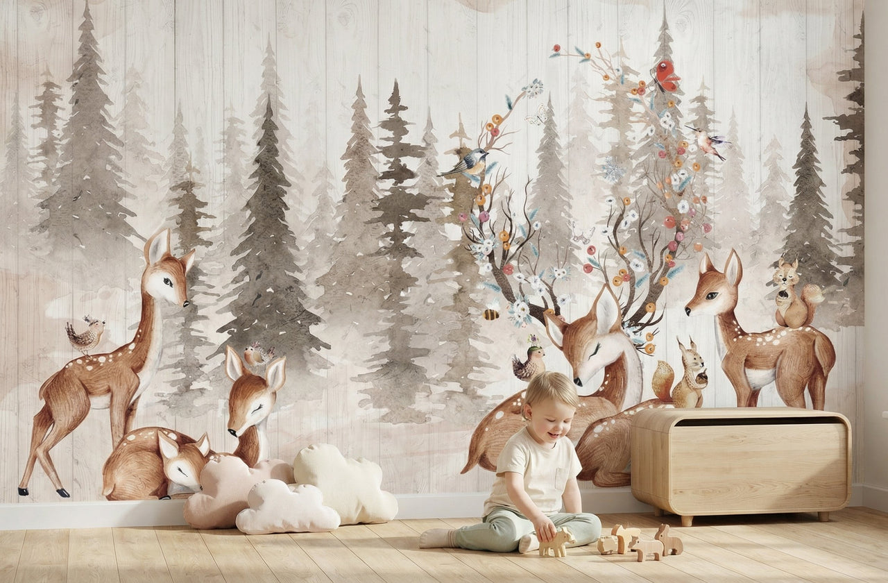 Papier Peint Animaux <br/> Cerf dans la Forêt