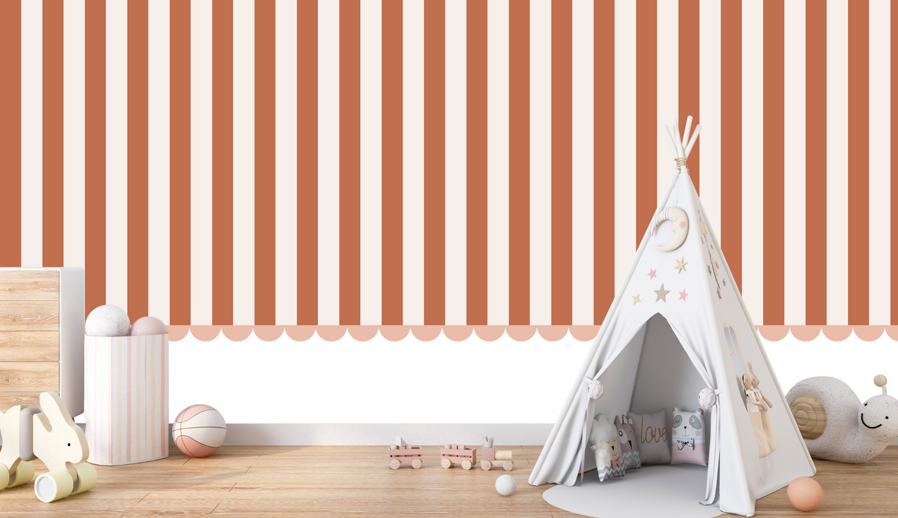 Papier Peint Rayure Terracotta | Le Petit Intissé
