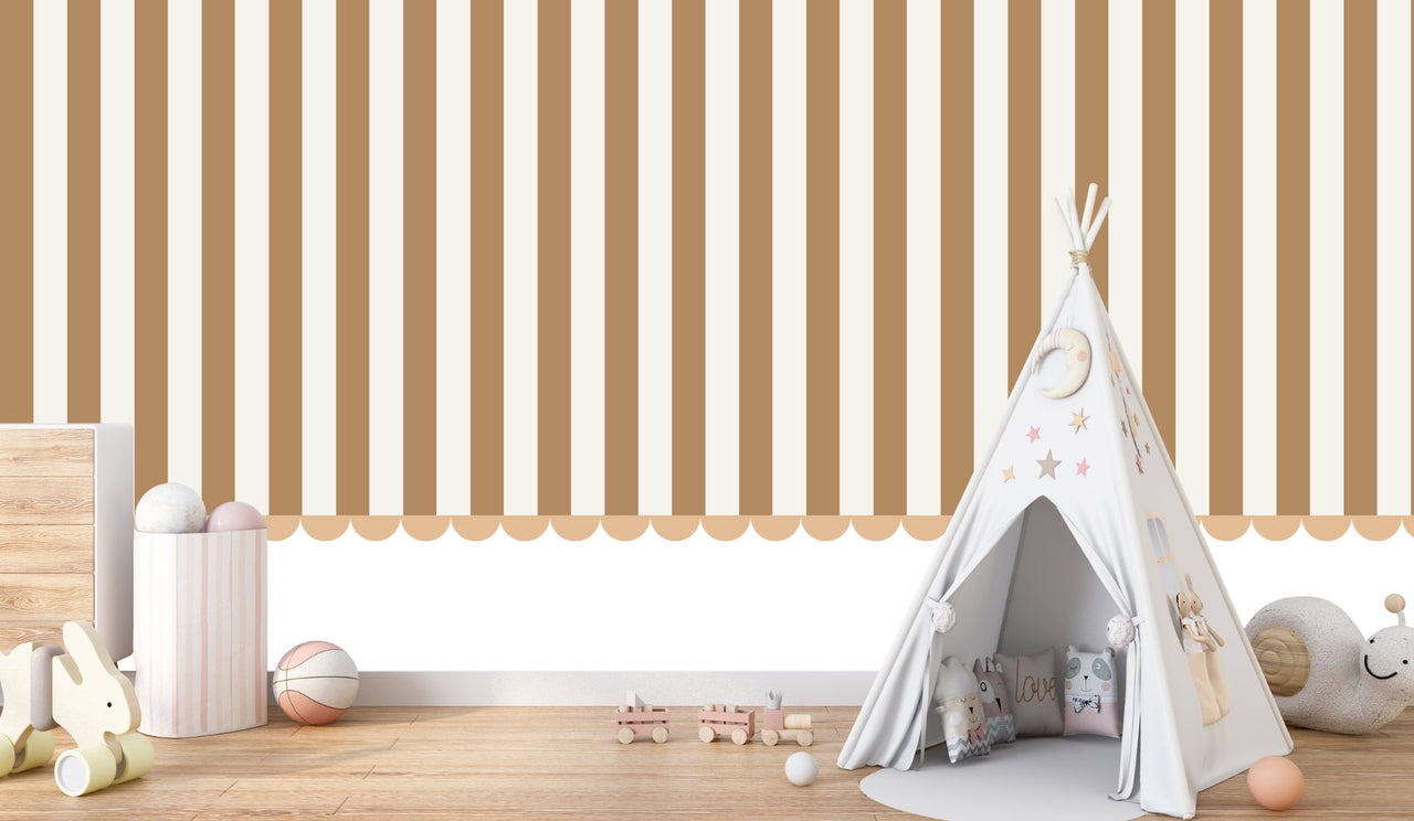 Papier Peint Rayure <br/> Caramel Miel
