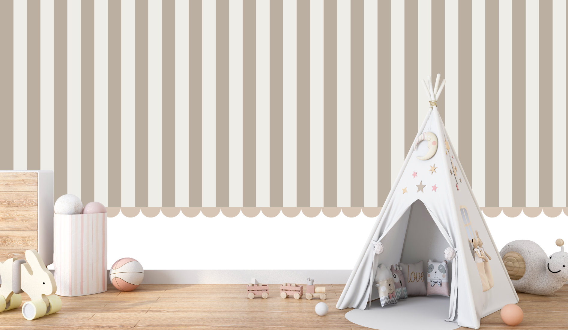 Papier Peint Rayé Beige | Le Petit Intissé