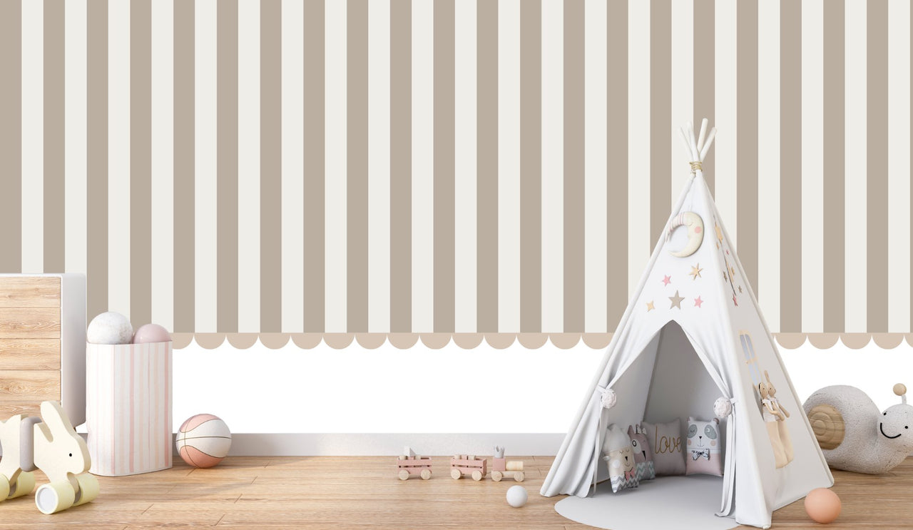 Papier Peint Rayure <br/> Beige Sable