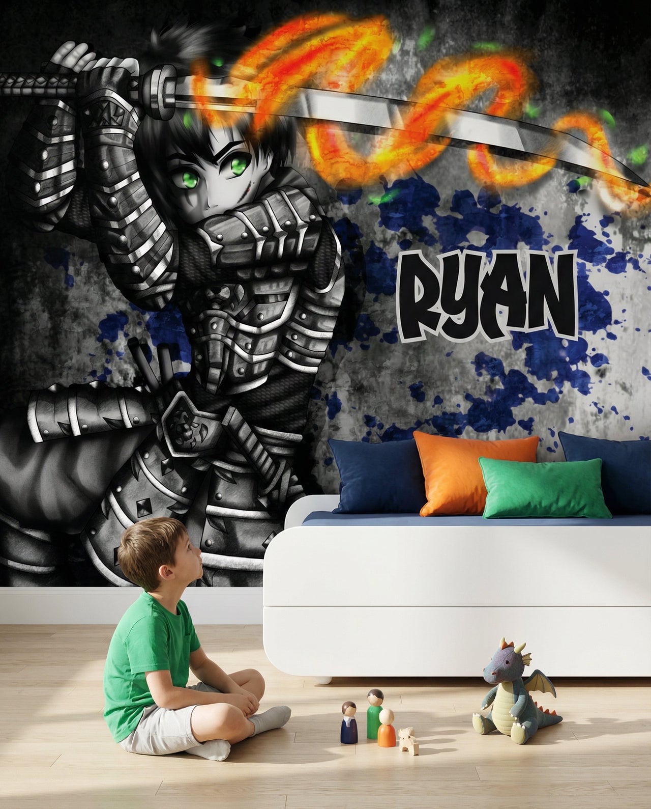 Papier Peint avec Prénom <br/> Sabre et Manga