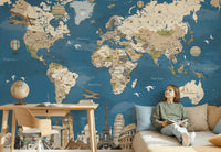 Thumbnail for Papier Peint Voyage <br/> Bleu Voyage autour du Monde