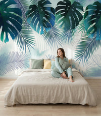 Thumbnail for Papier Peint Tropical <br/> Bleu Vert