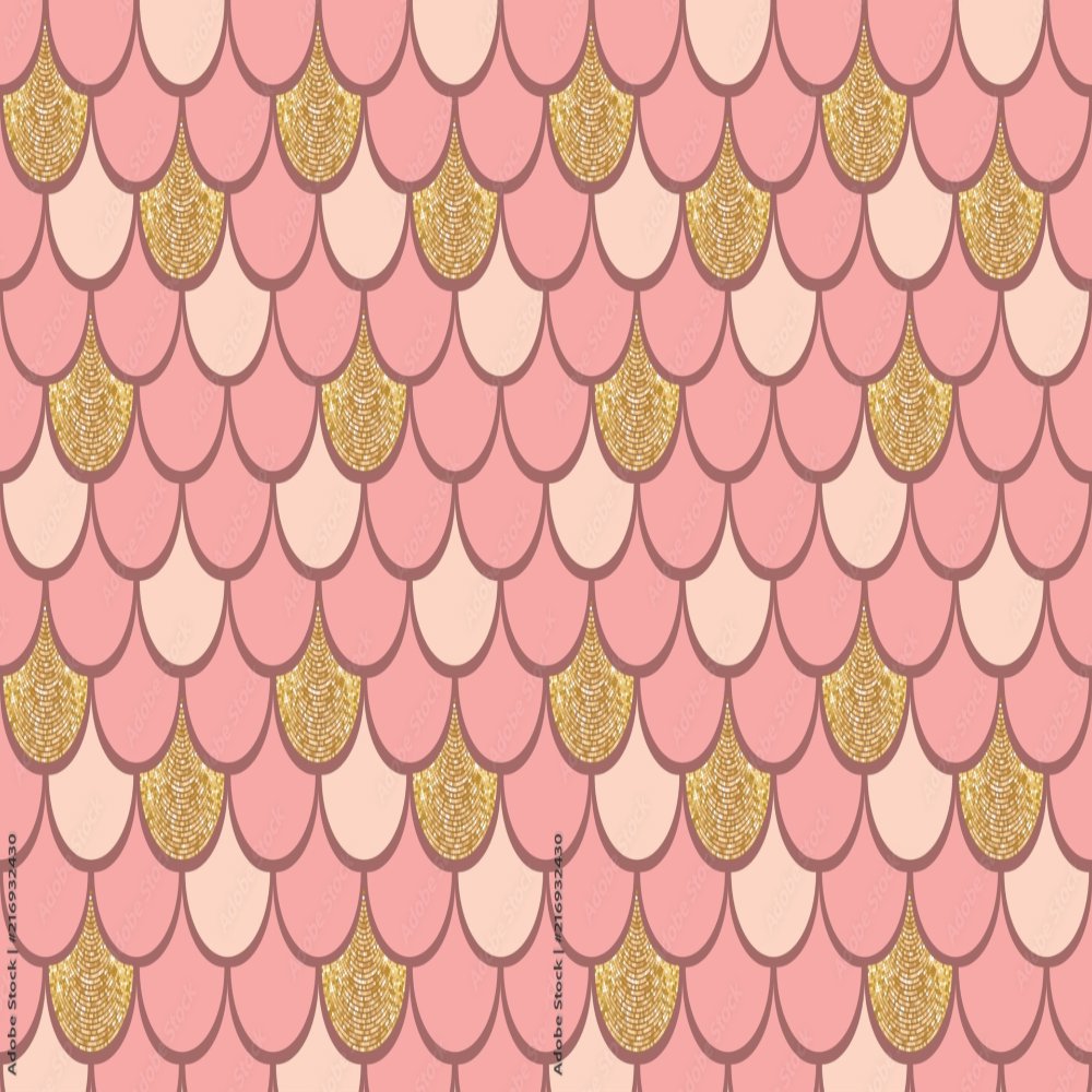 Papier Peint Fille Classique <br/> Motif Ecaille Rose et Or