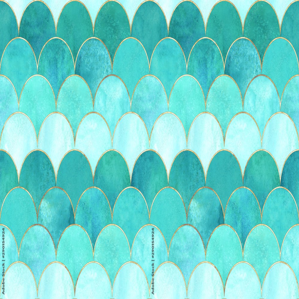 Papier Peint Fille Classique <br/> Effet Ecaille Bleu Azur