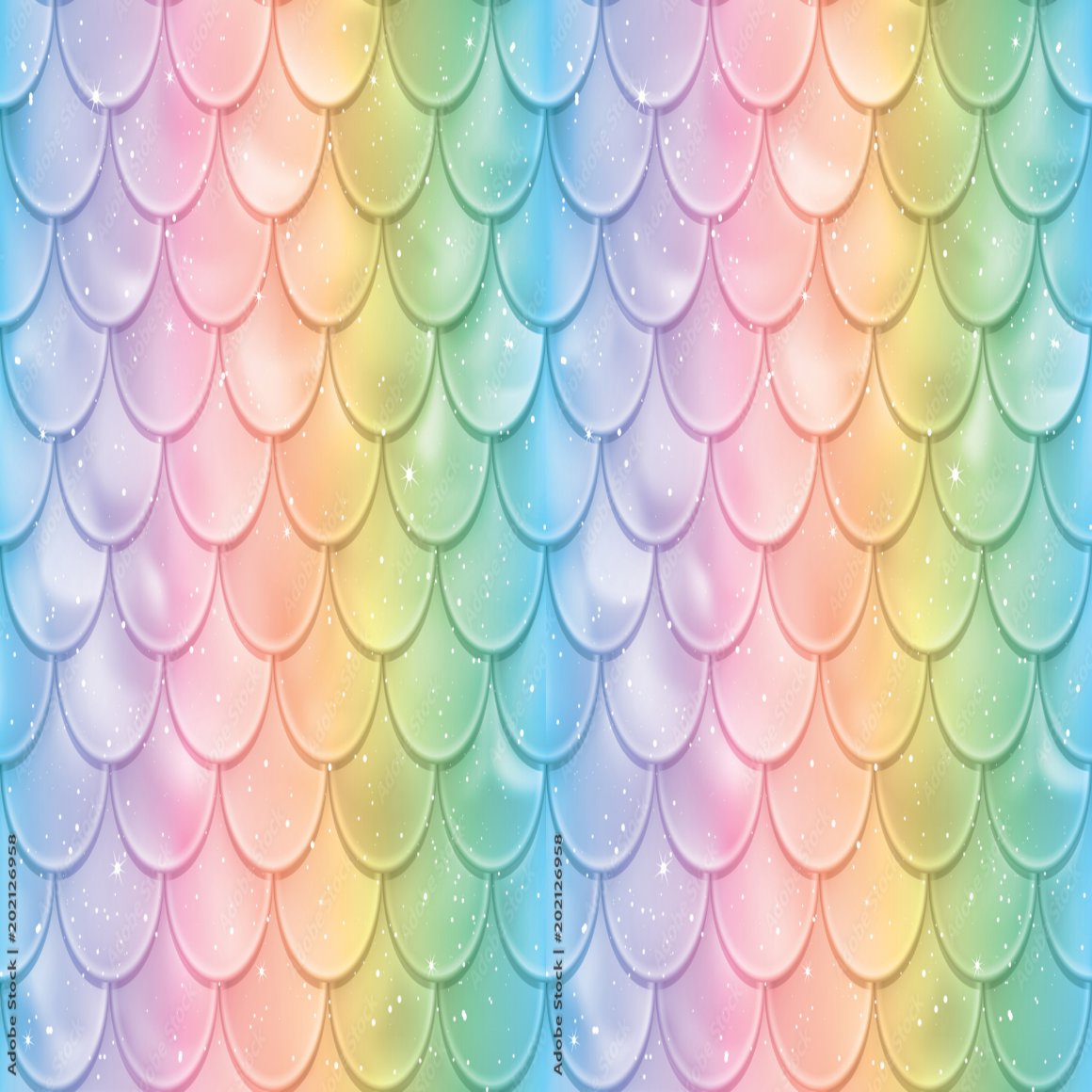 Papier Peint Fille Classique <br/> Ecaille Sirène Arc-en-Ciel