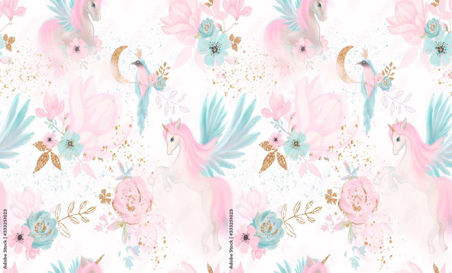 Papier Peint Licorne <br/> Motif Enchantement