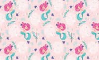 Thumbnail for Papier Peint Princesse <br/> Motif Sirène Fond Rose
