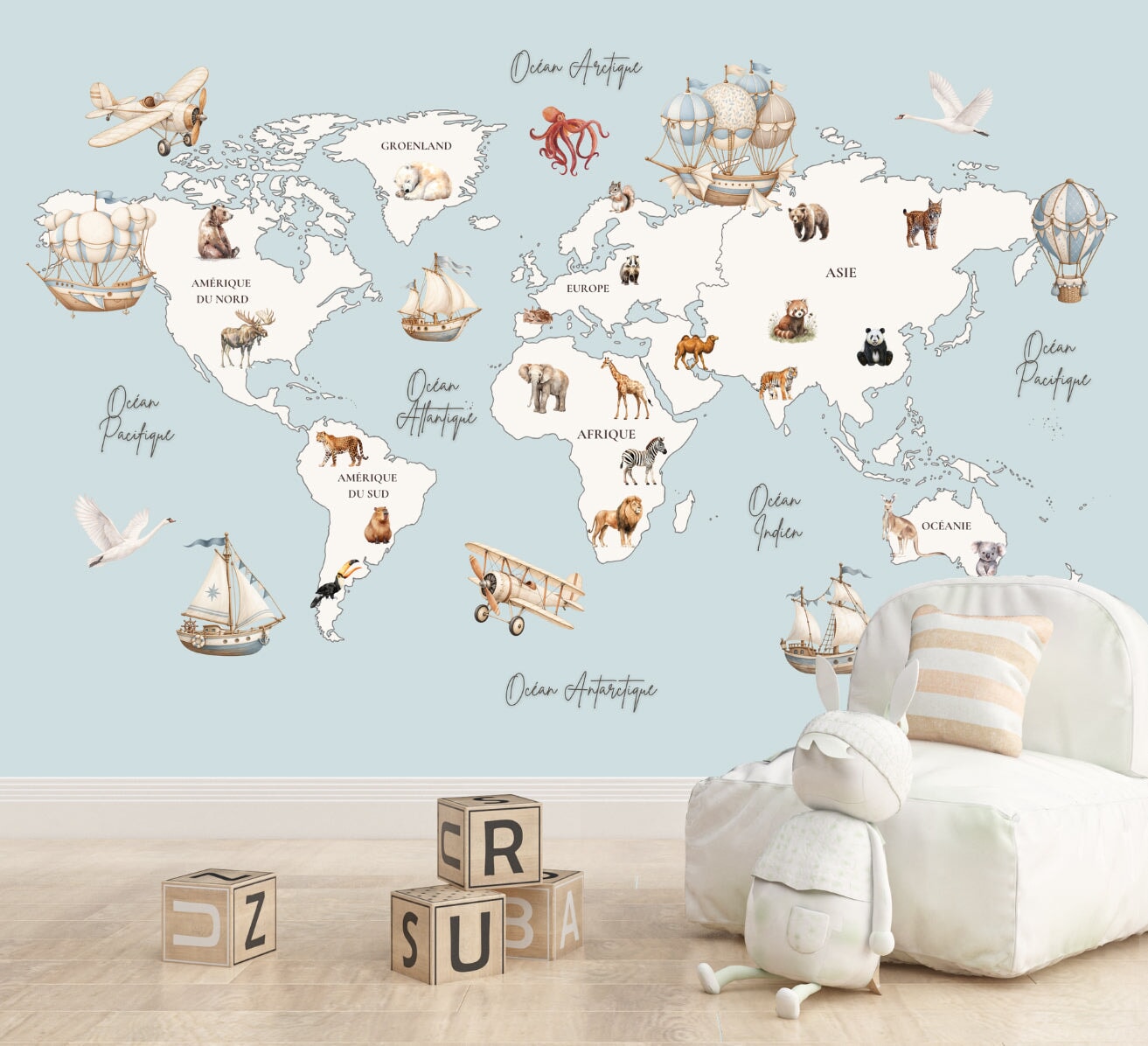 Belle Carte du Monde en Français | Le Petit Intissé