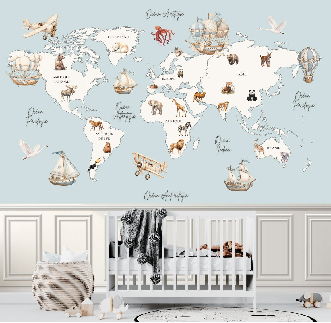 Belle Carte du Monde en Français | Le Petit Intissé