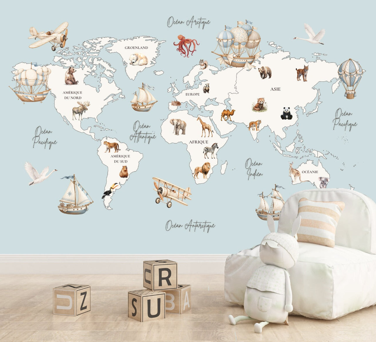 Belle Carte du Monde en Français | Le Petit Intissé