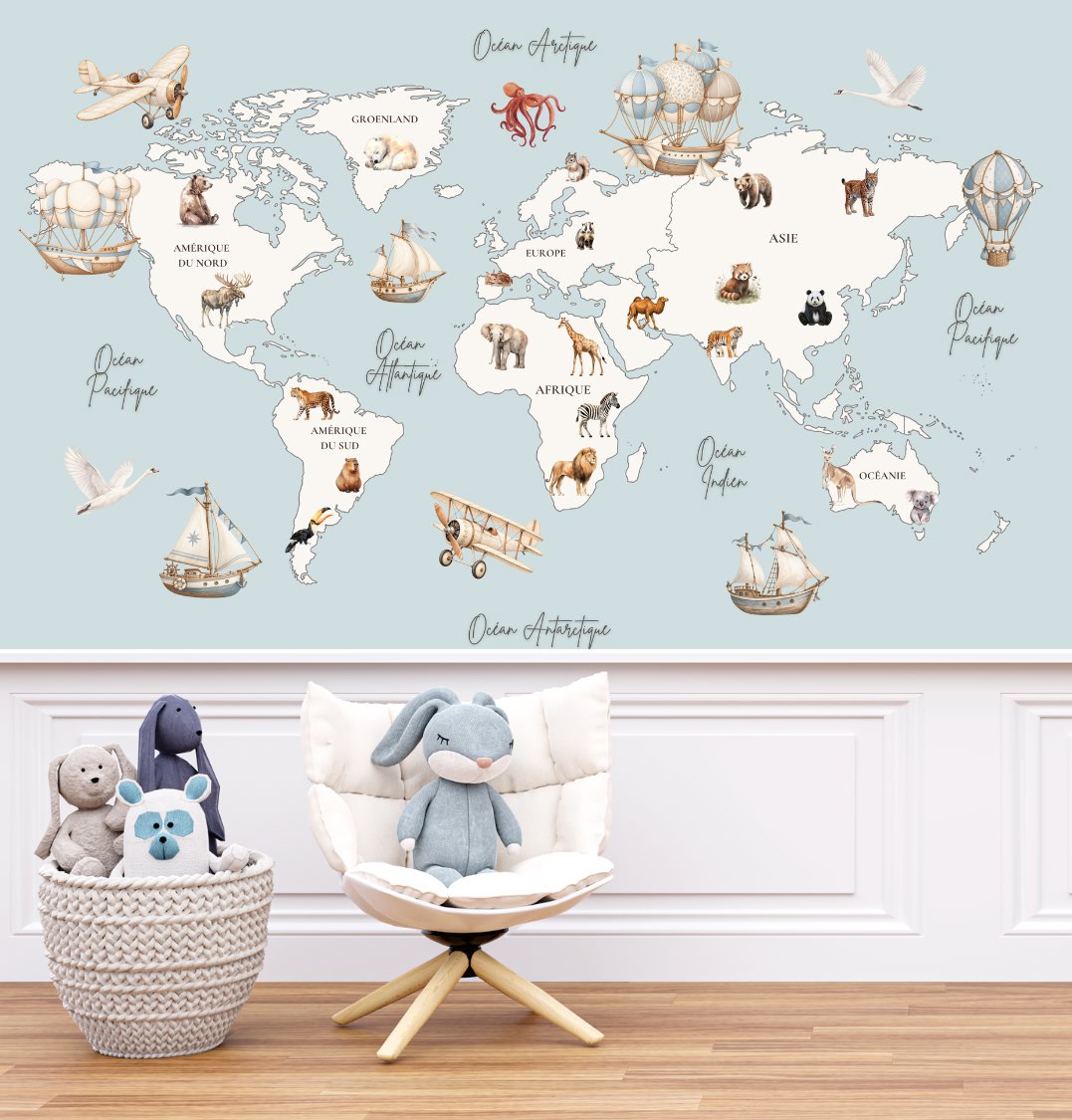 Belle Carte du Monde en Français | Le Petit Intissé
