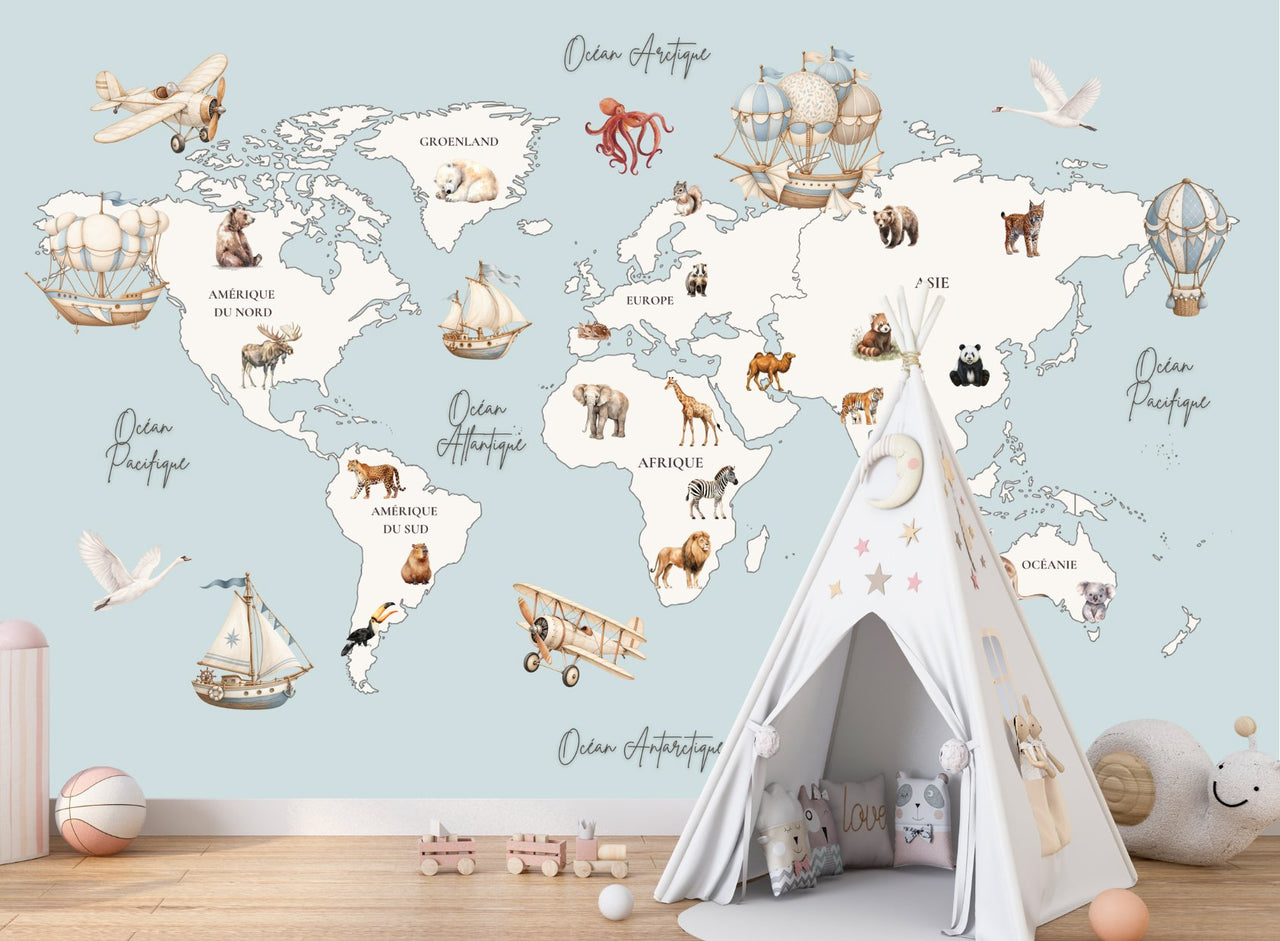 Belle Carte du Monde en Français | Le Petit Intissé