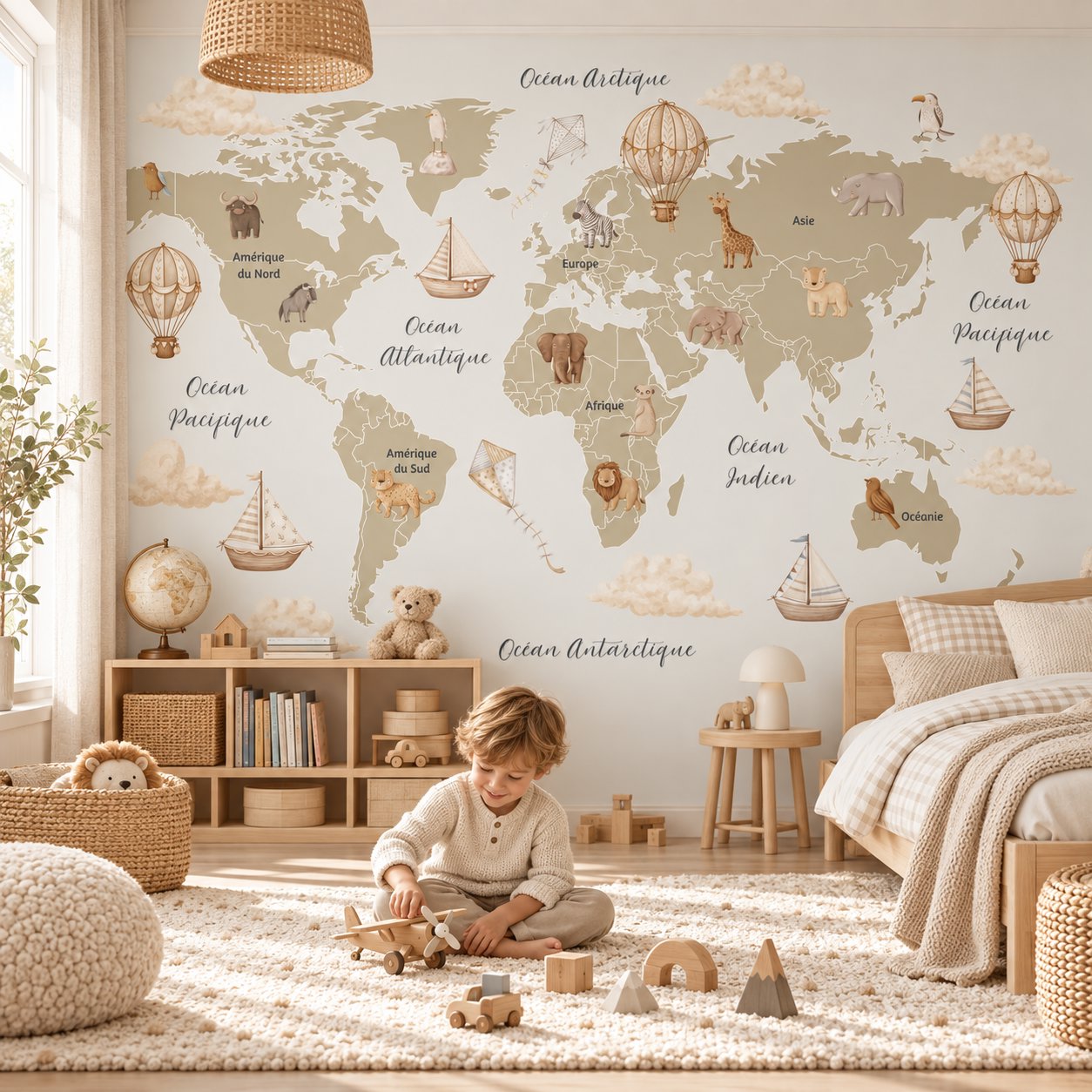 Carte du Monde Animaux Français | Le Petit Intissé