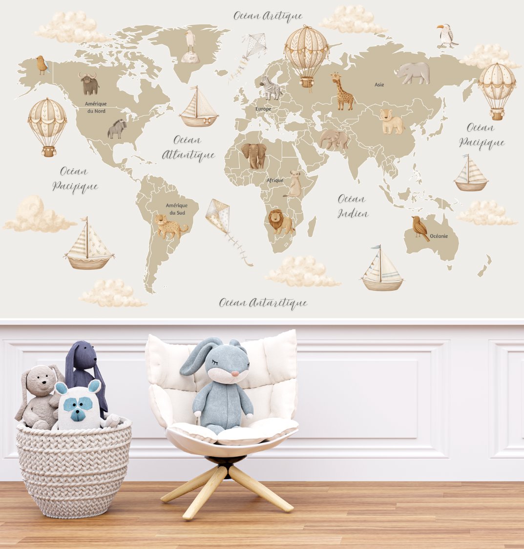 Carte du Monde Animaux Français | Le Petit Intissé
