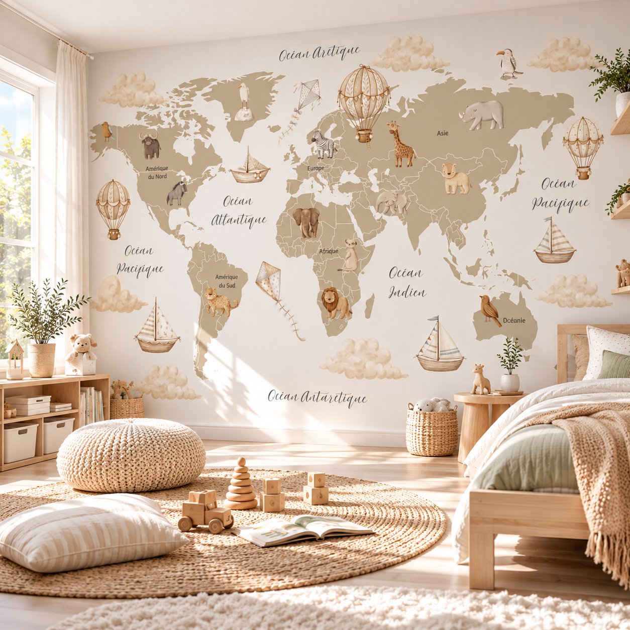 Carte du Monde Animaux Français | Le Petit Intissé