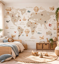 Thumbnail for Carte du Monde Murale Enfant en Français | Le Petit Intissé