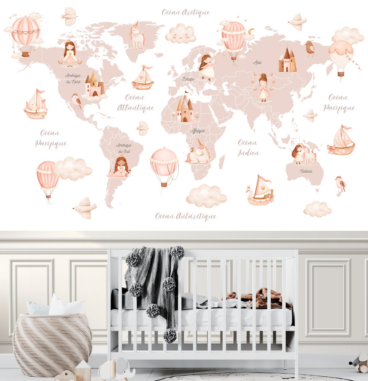 Carte du Monde Princesse | Le Petit Intissé