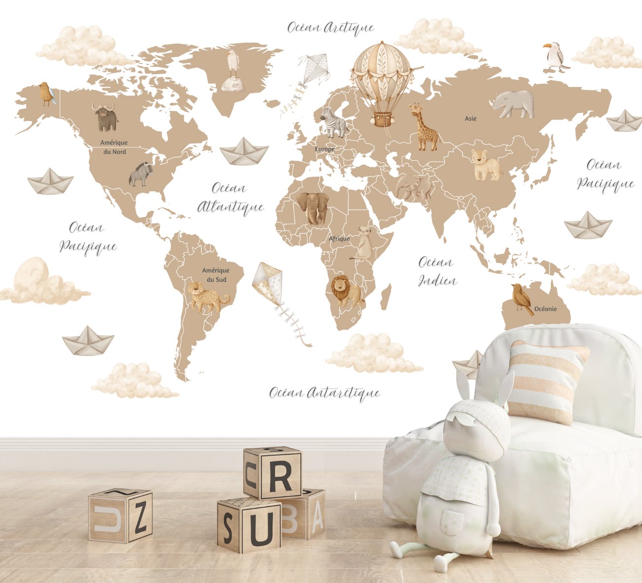 Chambre Enfant Carte du Monde | Le Petit Intissé