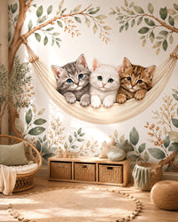 Thumbnail for Papier Peint Animaux  <br/> Chaton Trio Feuillage