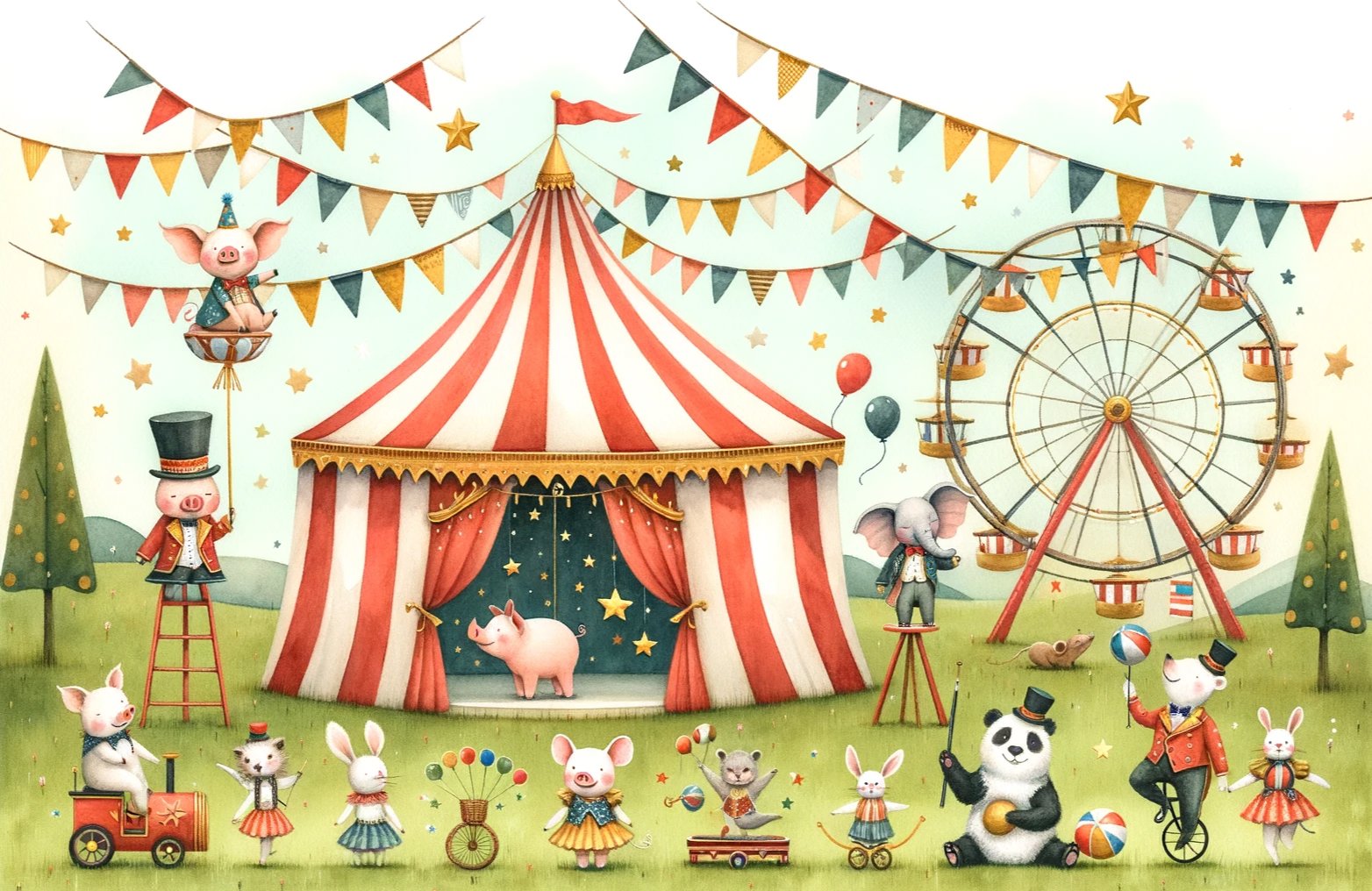 Papier Peint Classique Bébé <br/> Cirque Coloré et Joyeux