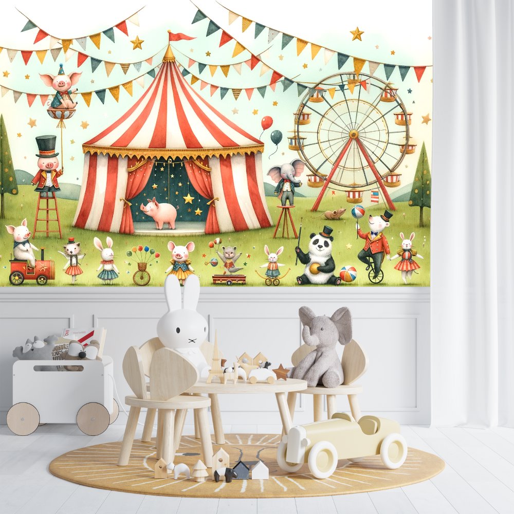 Papier Peint Classique Bébé <br/> Cirque Coloré et Joyeux