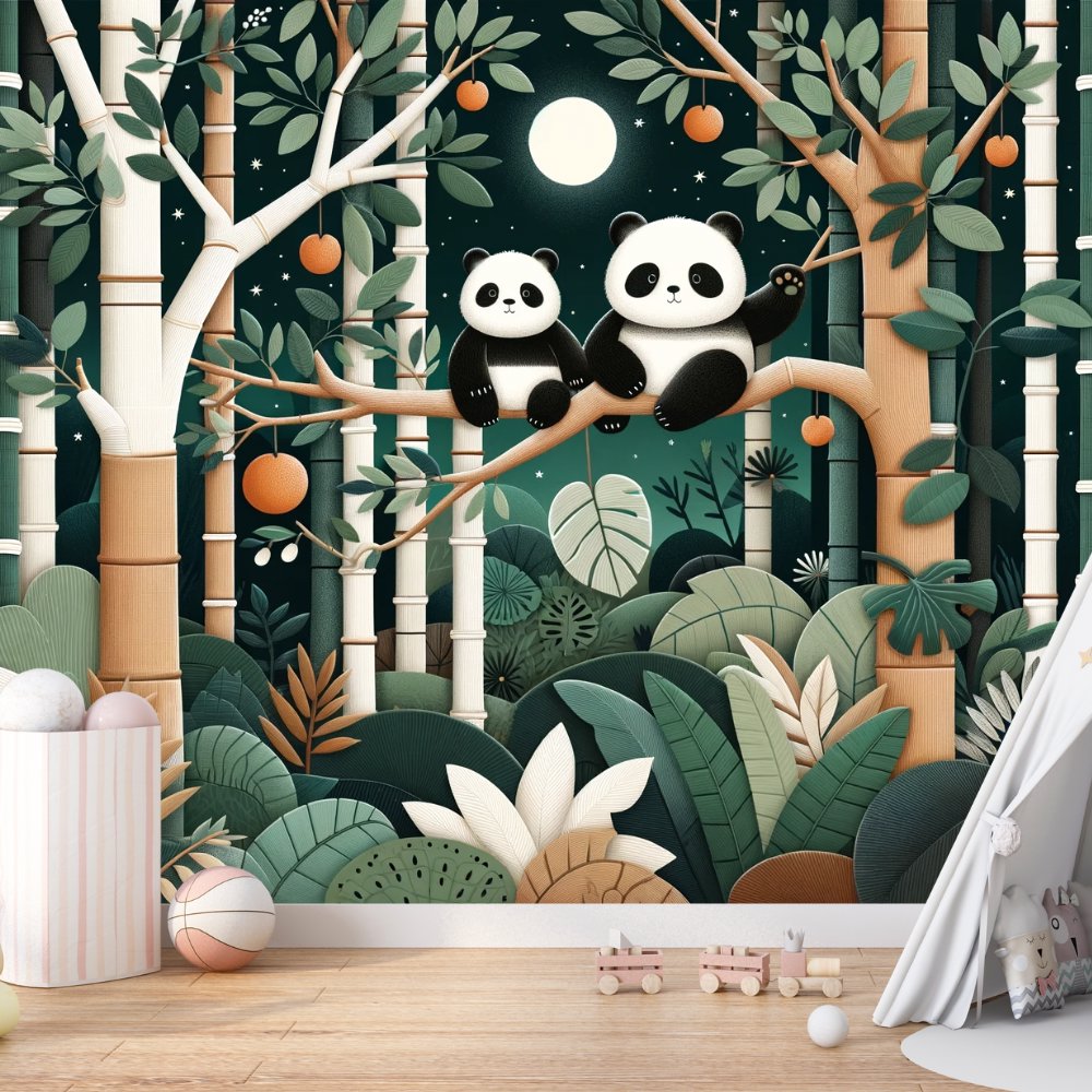 Papier Peint Animaux <br/> Panda Forêt Joyeuse