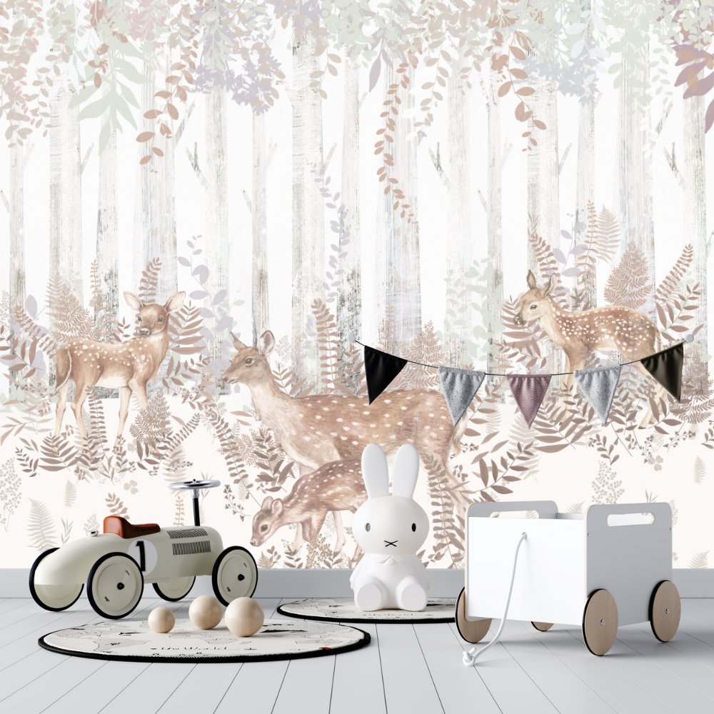 Papier Peint Animaux <br/> Douce Biche et Forêt