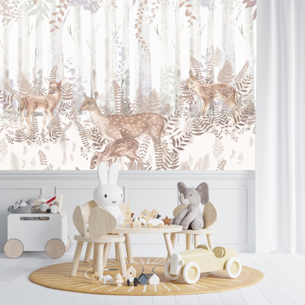Papier Peint Animaux <br/> Douce Biche et Forêt